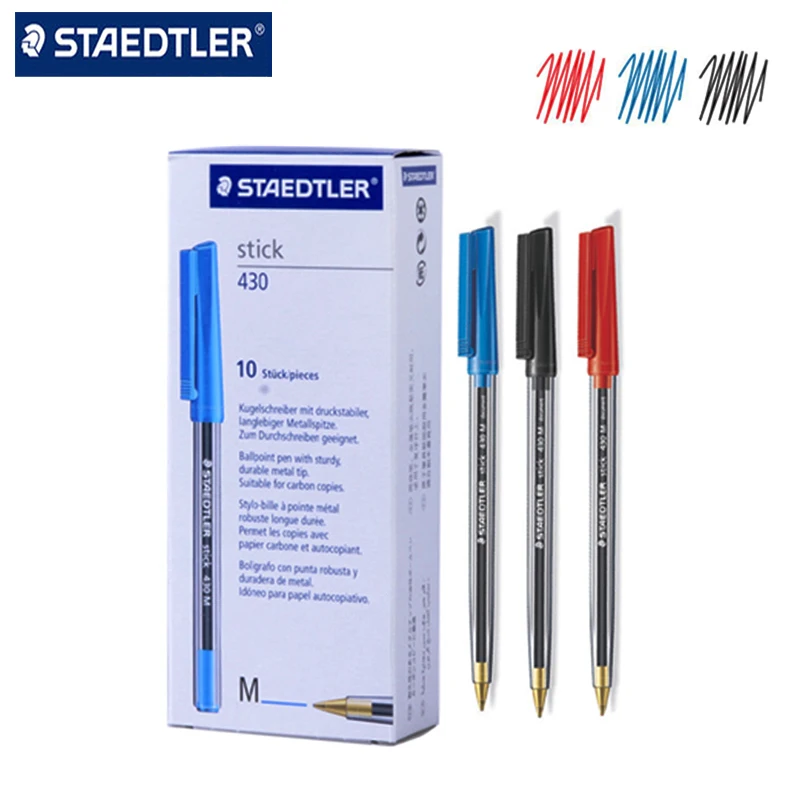Boite de 10 stylos à bille Staedtler Stick 430 M